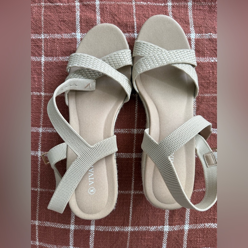 VIVAIA Wedge Sandals Size 43 Beige (US 11.5/12)